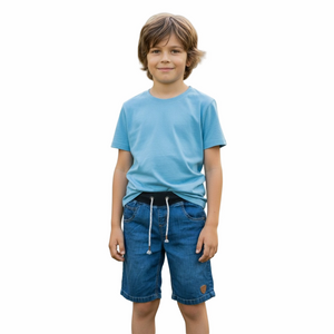 SAM73 Boy’s Euro Lightweight Denim Shorts With Soft Ribbed Waist, Preloved